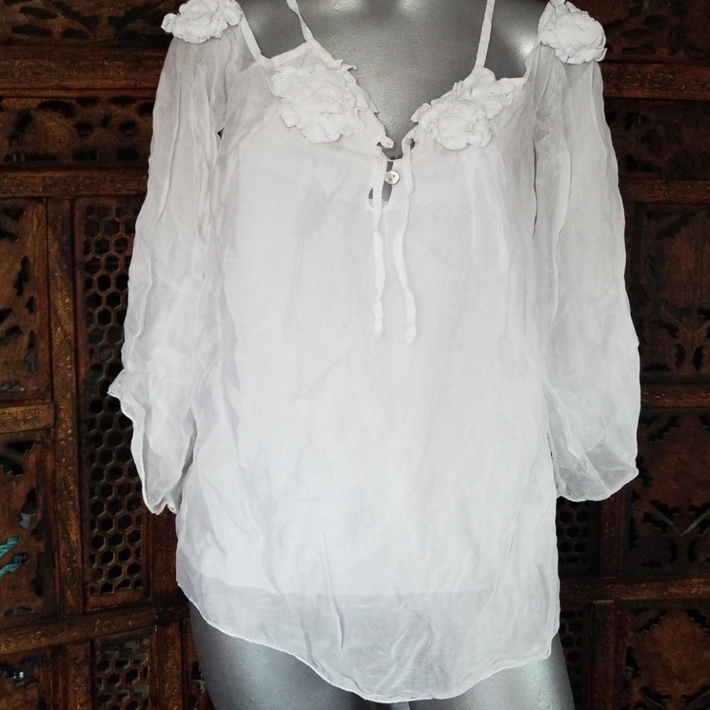 Sexy white silk top